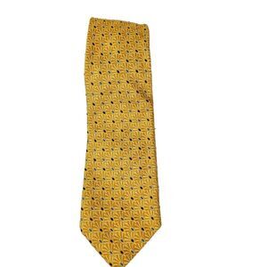 Altea Grand Cru Milano Men's Silk Tie Gold Blue Dot Geometric‎ Italy GUC